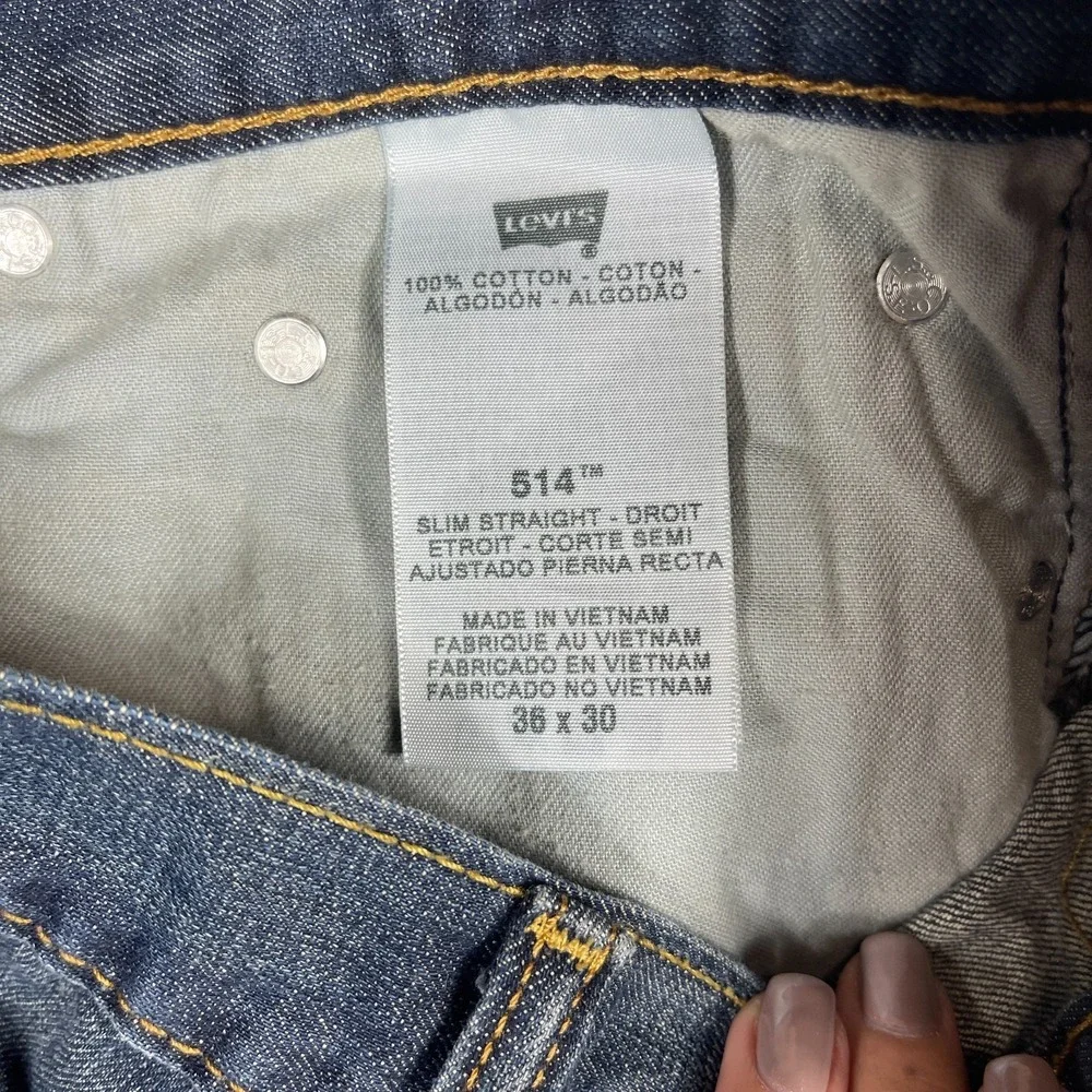Levi's 514 Jeans Slim Straight Men's 36 x 30 Dark Wash